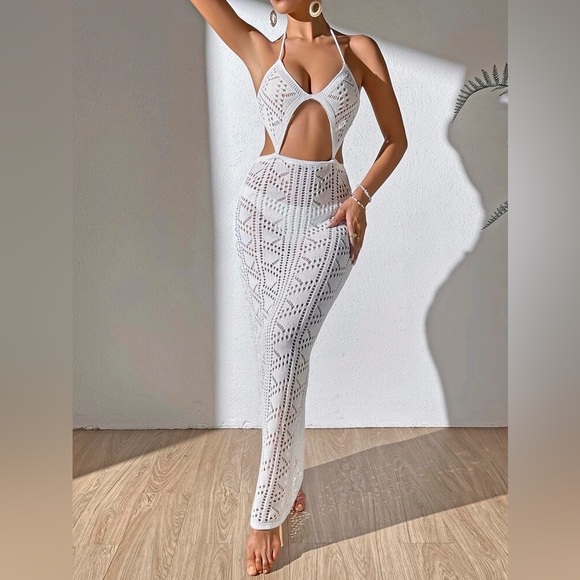 Cut Out Tie Backless Halter Neck Cover Up Dress - Picture 4 of 7